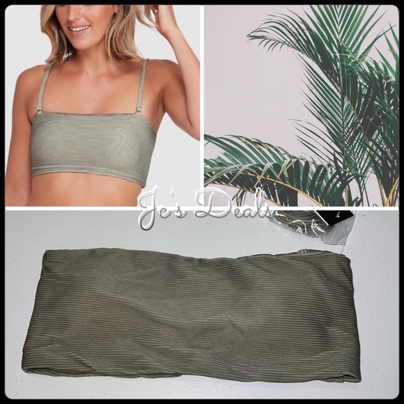 🌴 RVCA green salt wash bandeau bikini top 🌴 - Picture 1 of 5